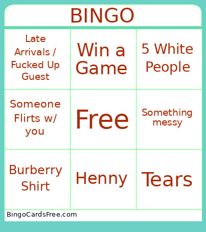 Baby Shower Bingo Card