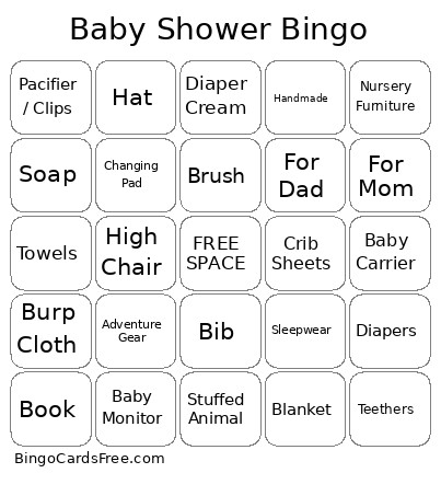 Baby Shower Bingo Card 2