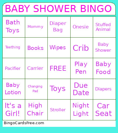 Baby Shower Bingo Card 4