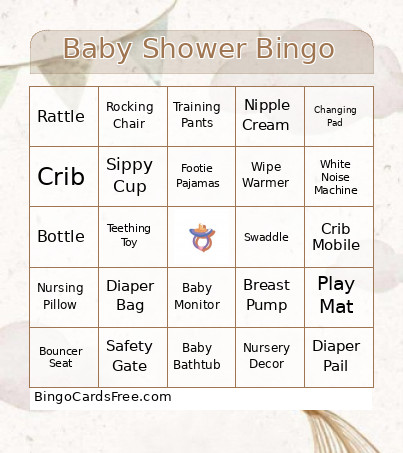 Baby Shower Bingo Card 3