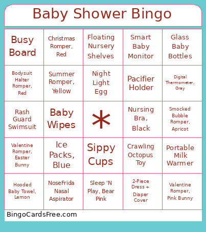Baby Shower Bingo Card