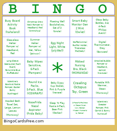Baby Shower Bingo Card 2