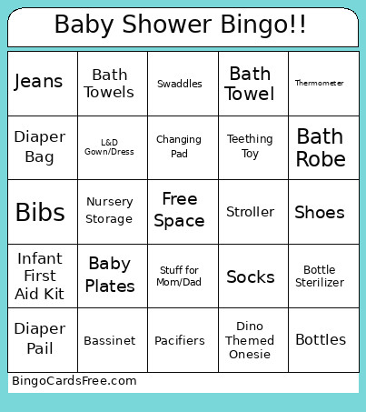 Baby Shower !! Bingo Card