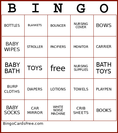 BABY SHOWER Bingo Card
