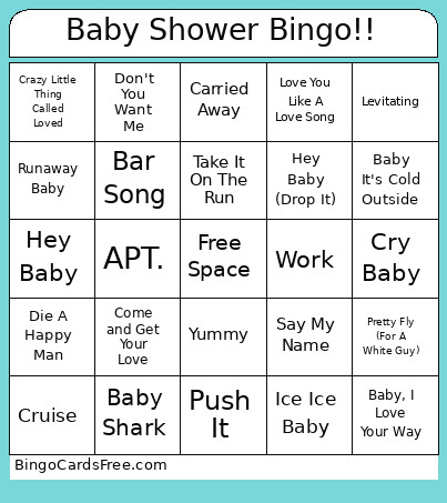 Baby Shower !! Bingo Card