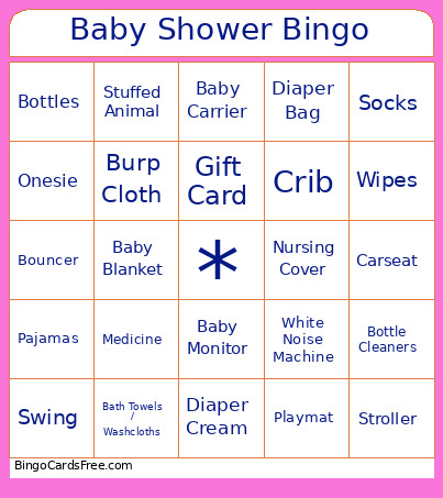 Baby Shower Bingo Card 2