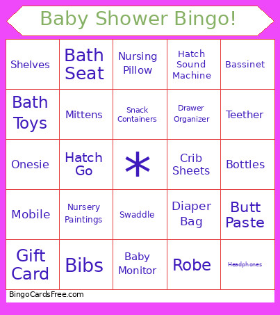 Baby Shower ! Bingo Card