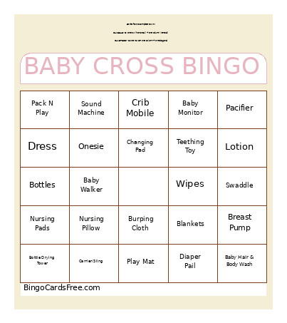 Baby Shower Bingo Card