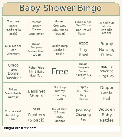 Baby Shower Bingo Card