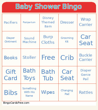 Baby Shower Bingo Card 2