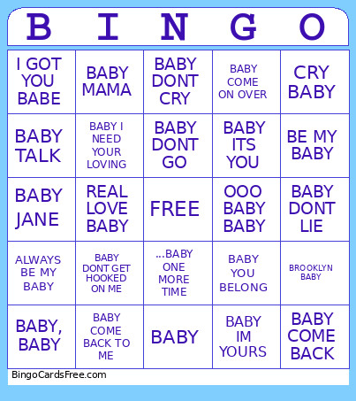 Baby Shower Bingo Card