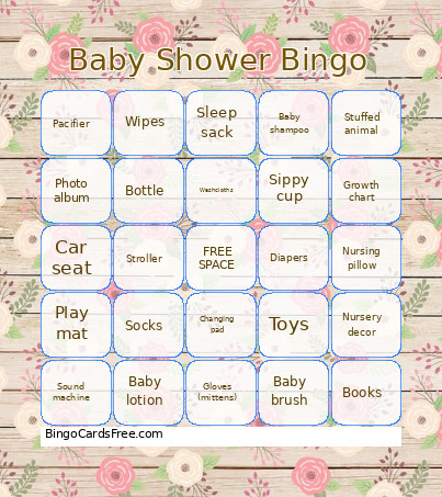 Baby Shower Bingo Card 2