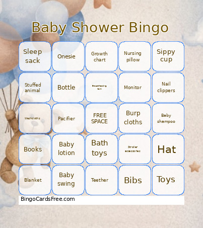 Baby Shower Bingo Card