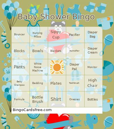Baby Shower Bingo Card
