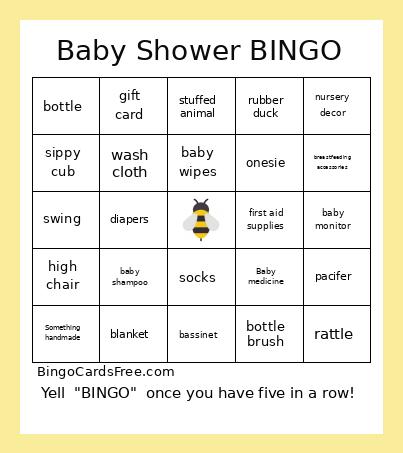 Baby Shower Bingo Card 2