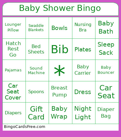 Baby Shower Bingo Card 2