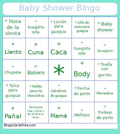 Baby Shower Bingo Card 4