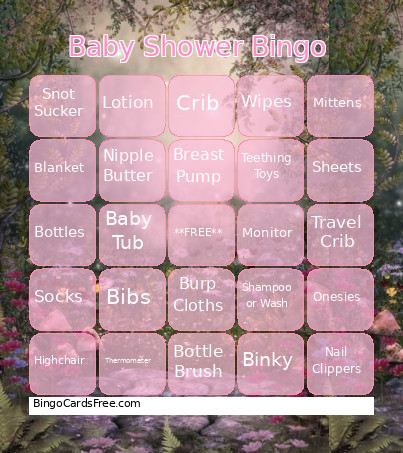 Baby Shower Bingo Card 2