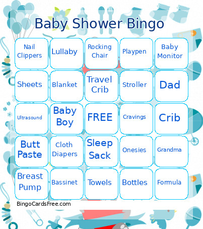 Baby Shower Bingo Card