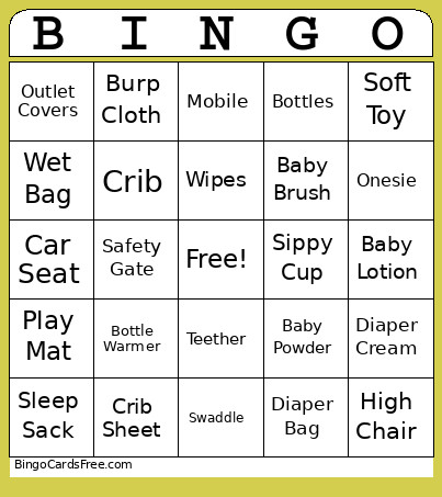 Baby Shower Bingo Card 2