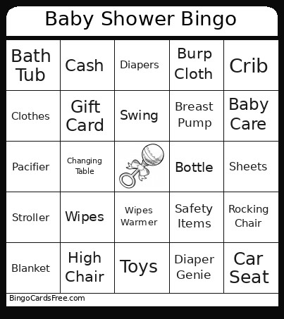 Baby Shower Bingo Card