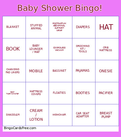 Baby Shower ! Bingo Card