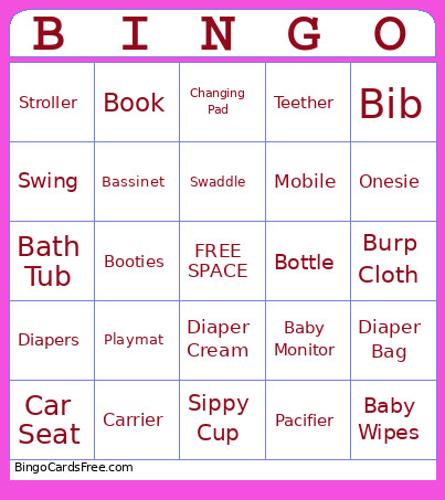 Baby Shower Bingo Card