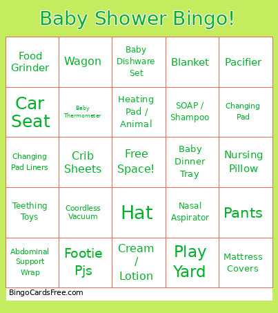 Baby Shower ! Bingo Card