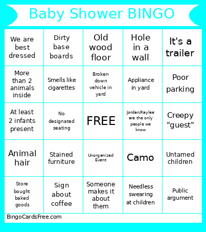 Baby Shower Bingo Card