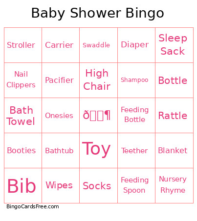 Baby Shower Bingo Card 2