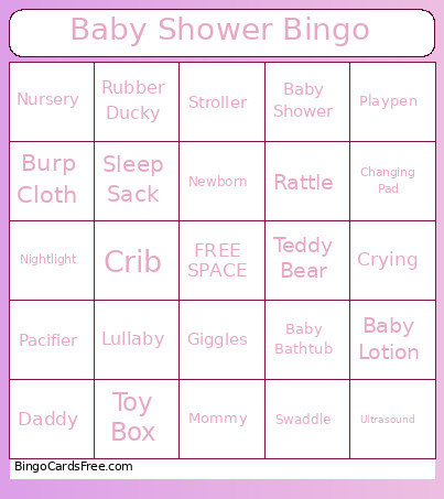 Baby Shower Bingo Card 3
