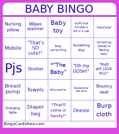 Baby Shower Bingo Card 2