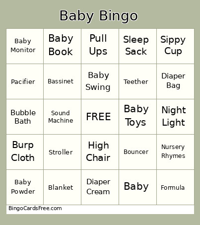 Baby Shower Bingo Card 2