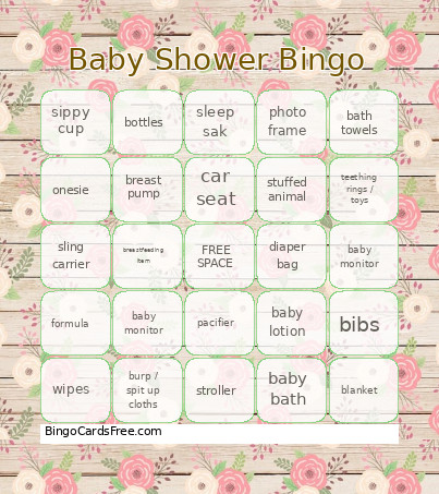 Baby Shower Bingo Card 2