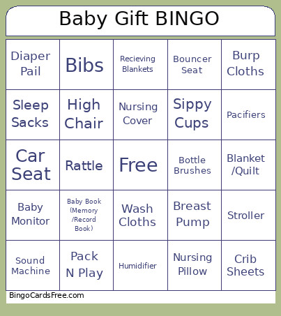 Baby Shower Bingo Card