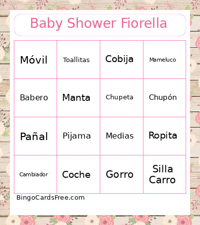 Baby Shower Fiorella Bingo Card