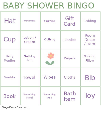 Baby Shower - Floral Bingo Card