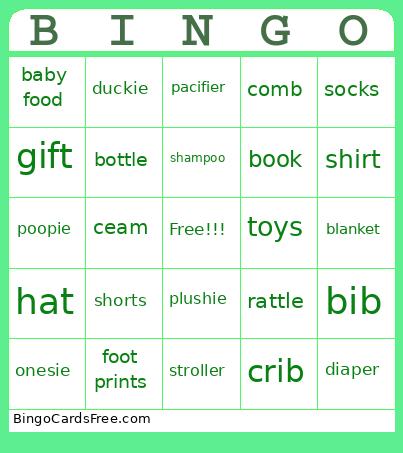 baby shower game Bingo