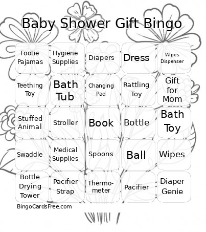 Baby Shower Gift Bingo Card