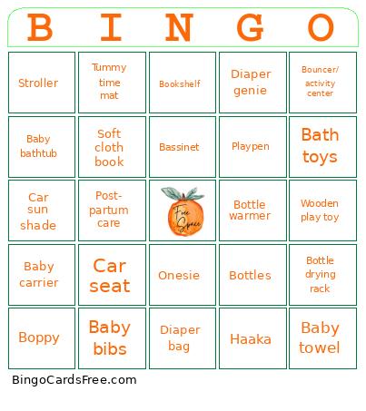 Baby Shower NM Bingo Card