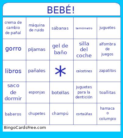 Baby Shower Regalos Español Bingo