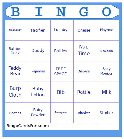 Baby Shower Test Bingo Card