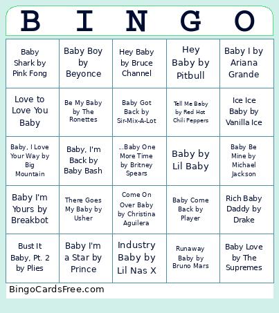 Baby Songs Bingo