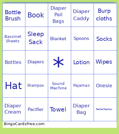 Baby Sprinkle Bingo Card