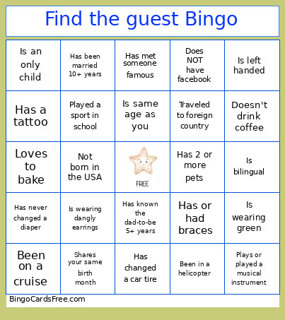 Baby Thompson Shower Bingo Card
