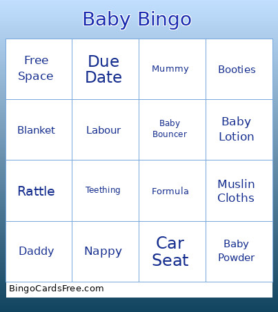 BabyShower Bingo Card