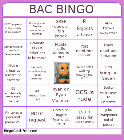 BAC Bingo Card