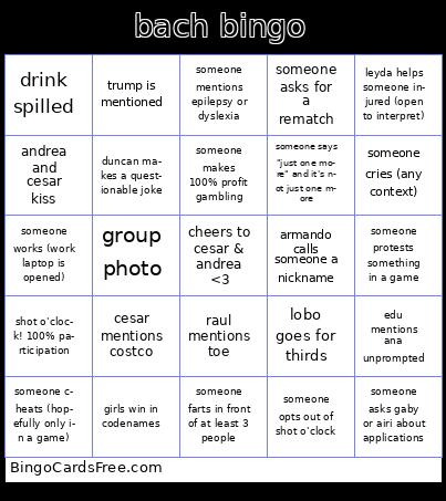 bach bingo Cards Free Pdf Printable Game, Title: bach bingo