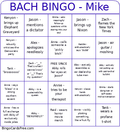 BACH - Mike Bingo Card