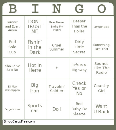 Bach Party Music Bingo Card